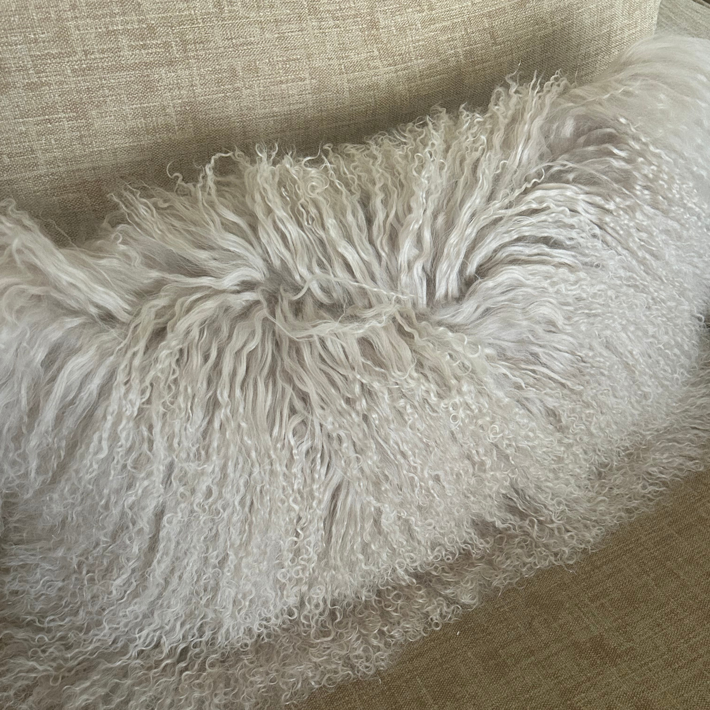 Long Wool Mongolian Sheepskin Cushion Covers