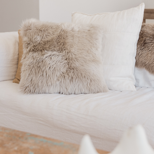 Sheepskin Cushion Cover - Stone