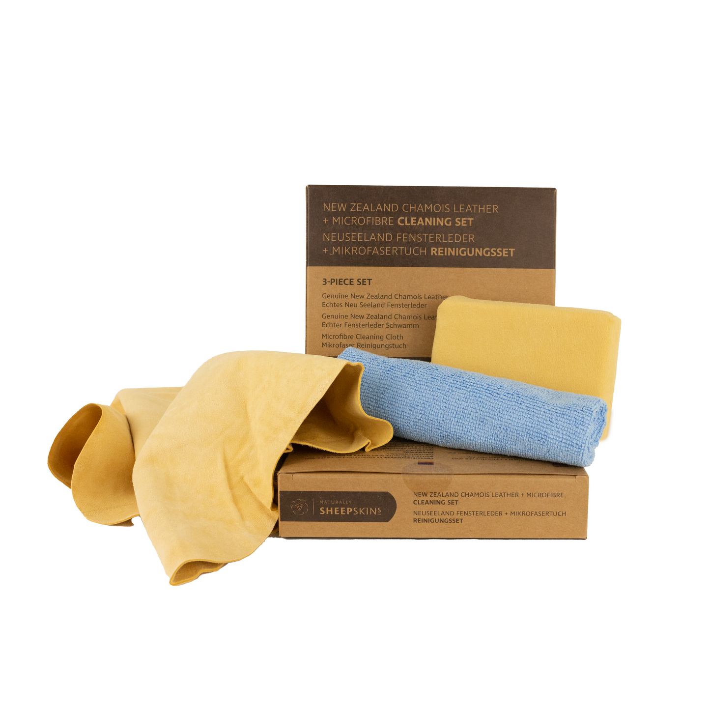 New Zealand Chamois Leather & Microfibre Cleaning Set (3 piece)
