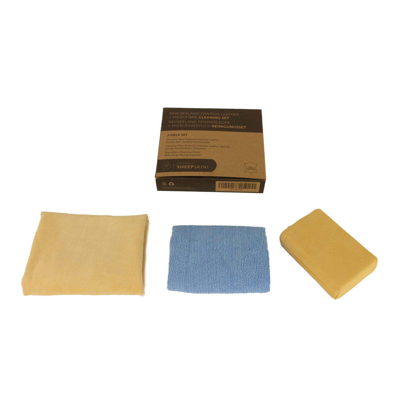 New Zealand Chamois Leather & Microfibre Cleaning Set (3 piece)
