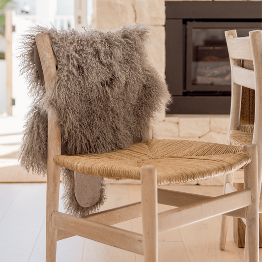 Mongolian Sheepskin Rug - Grey