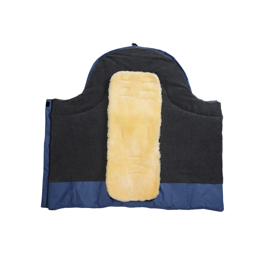 Combi Footmuff Open - Natural + Linear Blue