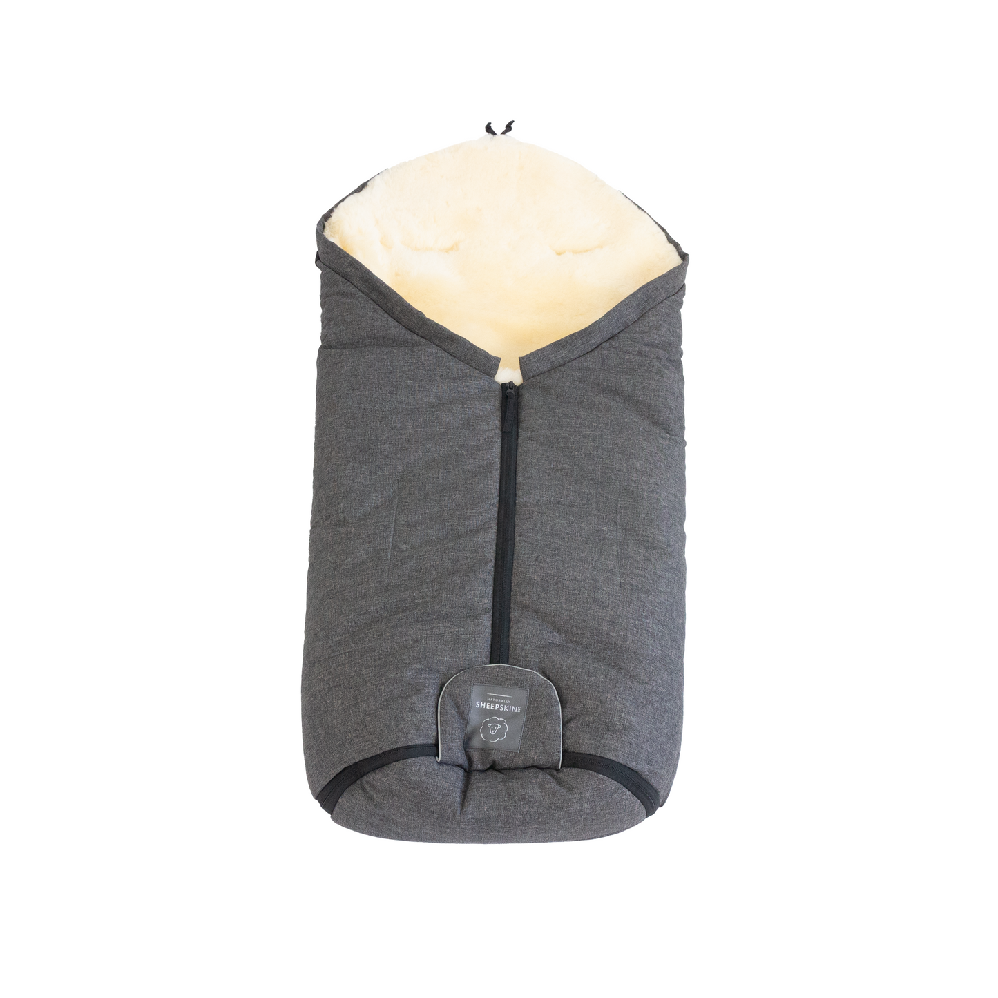 Sheepskin Footmuff - Linear Charcoal +  Natural