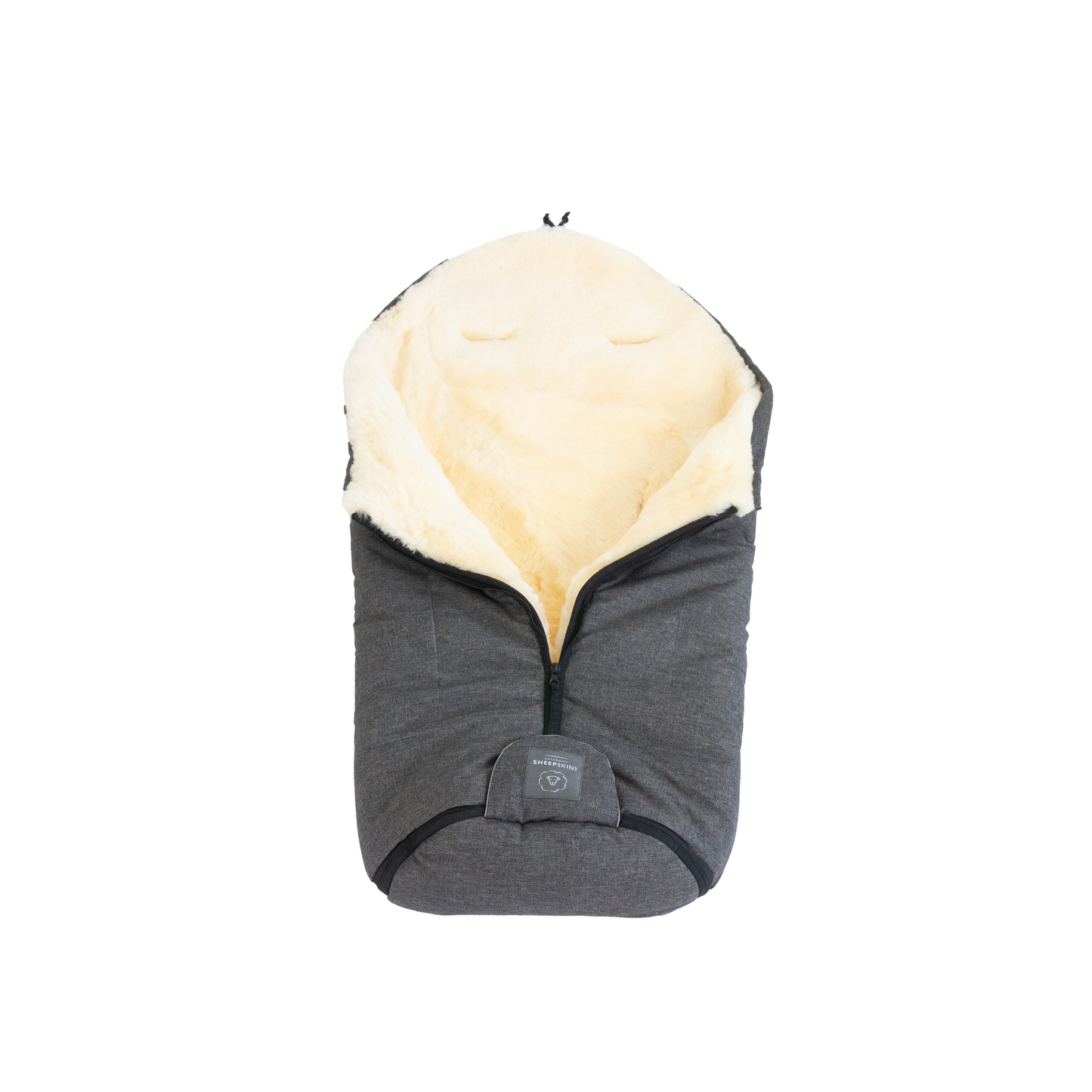 Sheepskin Footmuff - Linear Charcoal +  Natural