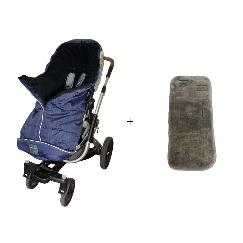 Combi Footmuff - Grey + Linear Navy