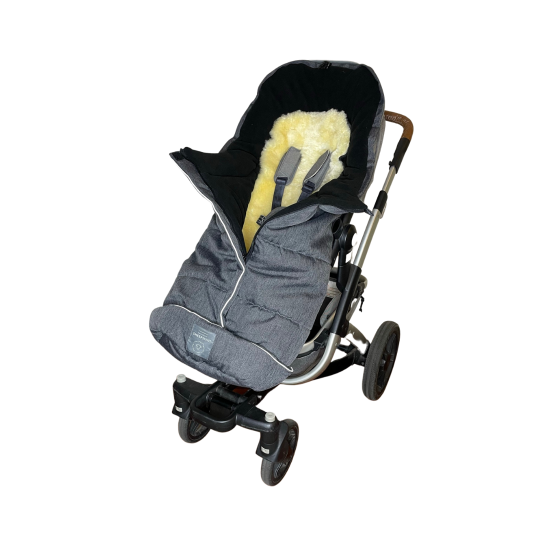 Combi Footmuff - Natural + Linear Charcoal