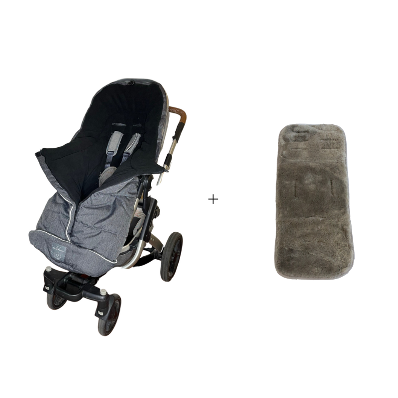 Combi Footmuff - Grey + Linear Charcoal