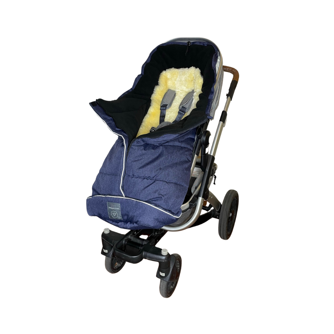 Combi Footmuff - Natural + Linear Navy