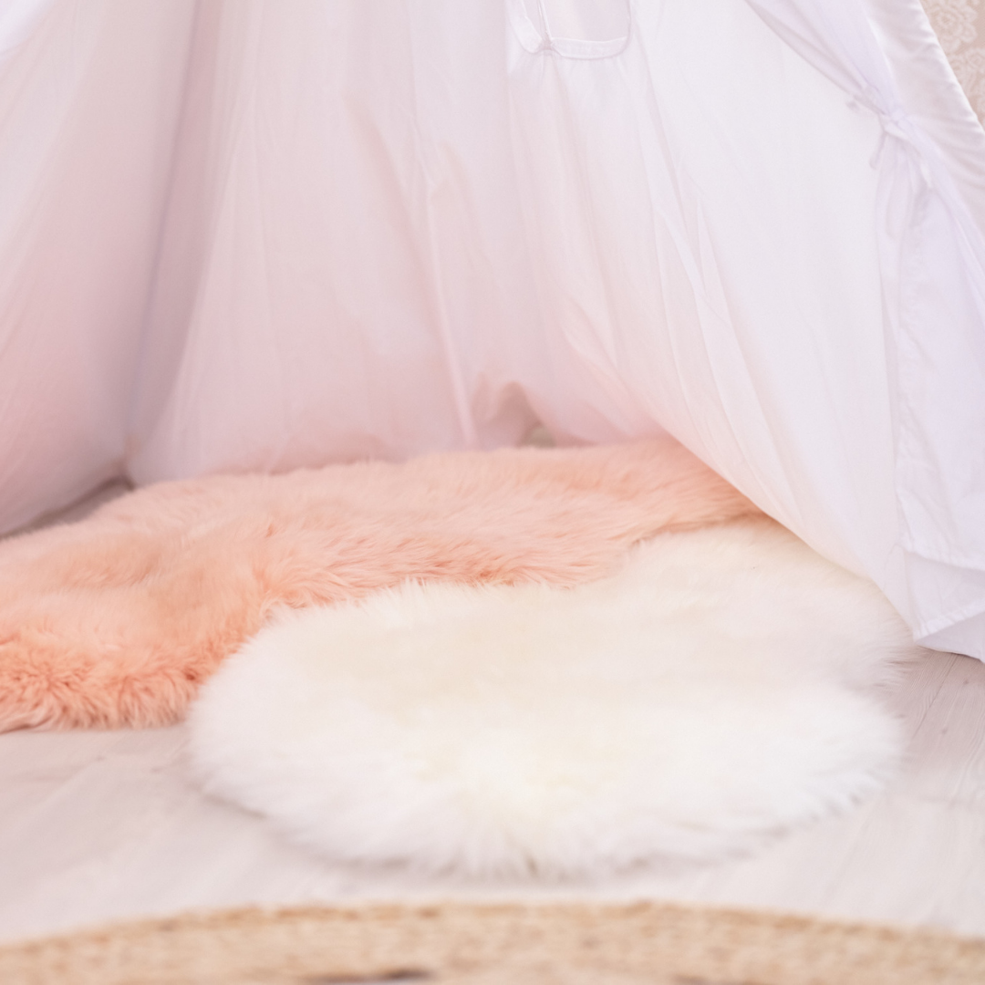 Sheepskin Rug - Single - Ivory and Peach