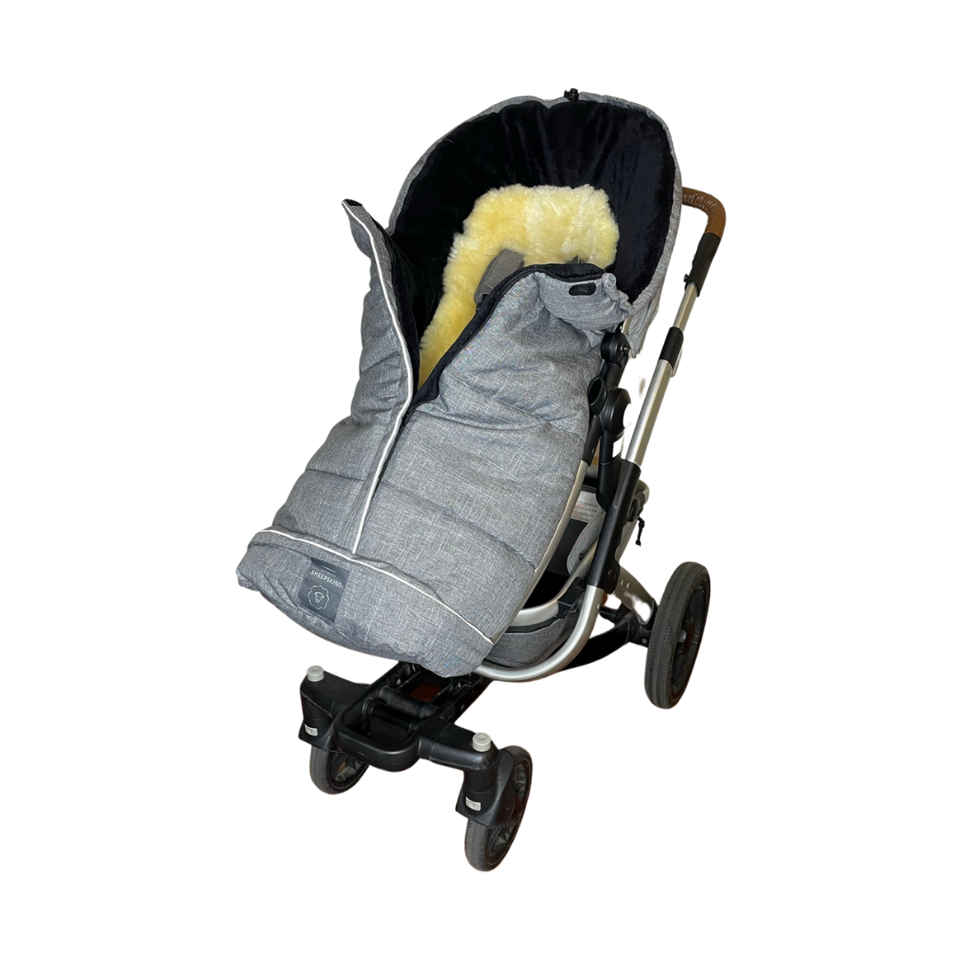 Combi Footmuff - Natural + Linear Grey
