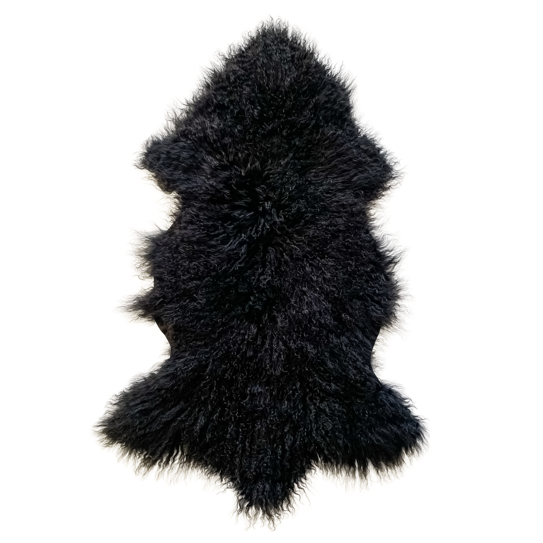 Mongolian Sheepskin Rug - Black