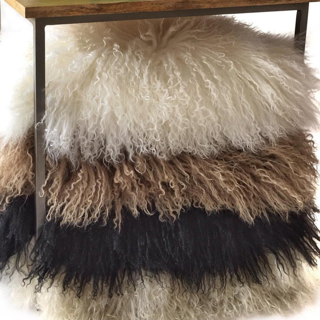 Mongolian Sheepskin Cushion Cover. Curly Wool Pillow Naturally