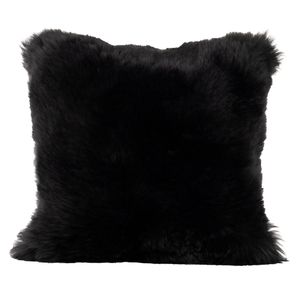 Sheepskin Cushion Cover - Black
