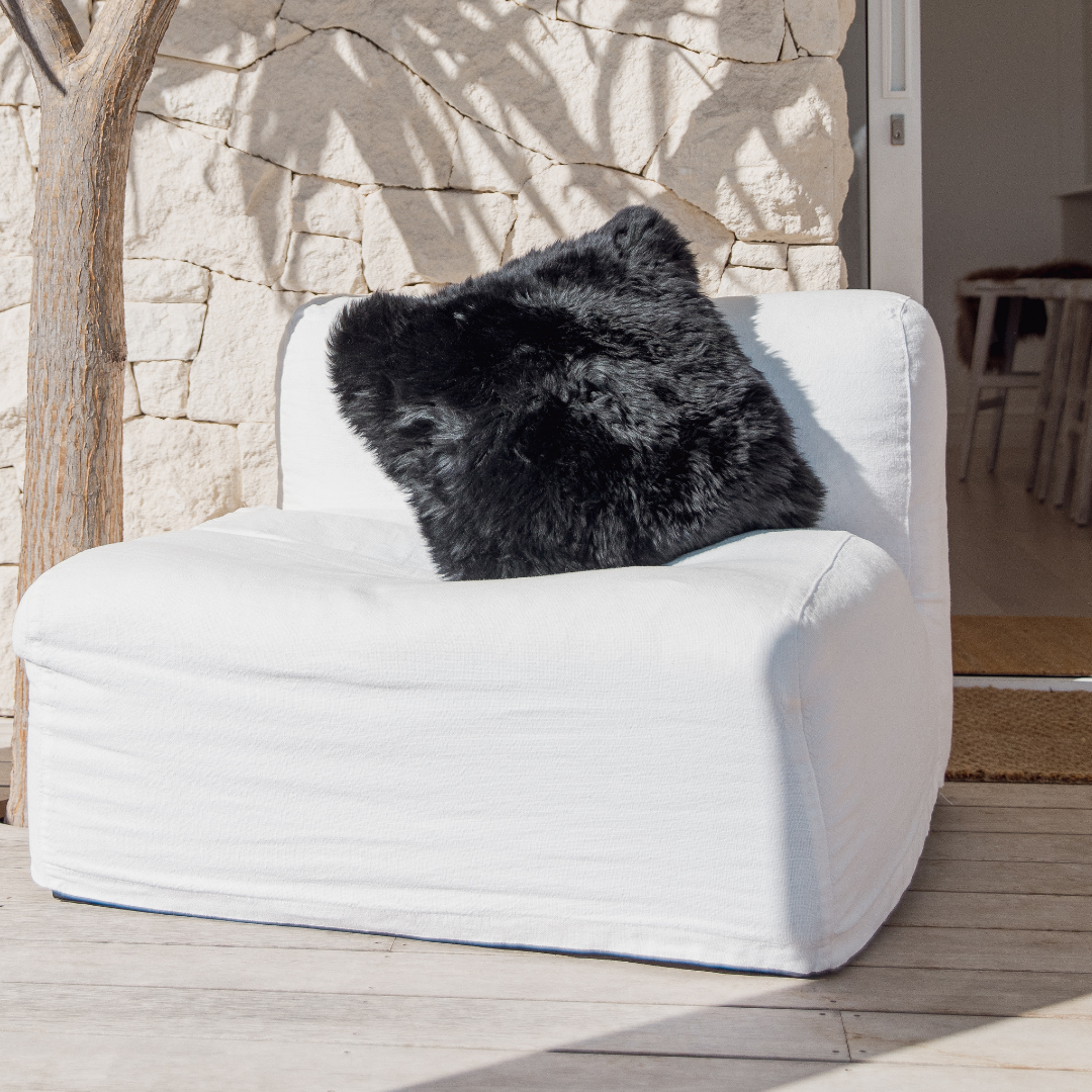 Sheepskin Cushion Cover - Black