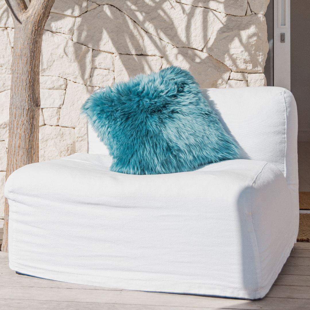 Sheepskin Cushion Cover - Teal