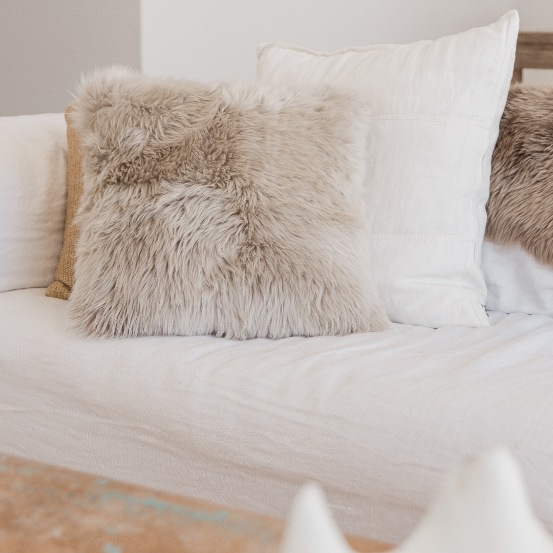 Sheepskin Cushion Cover - Stone