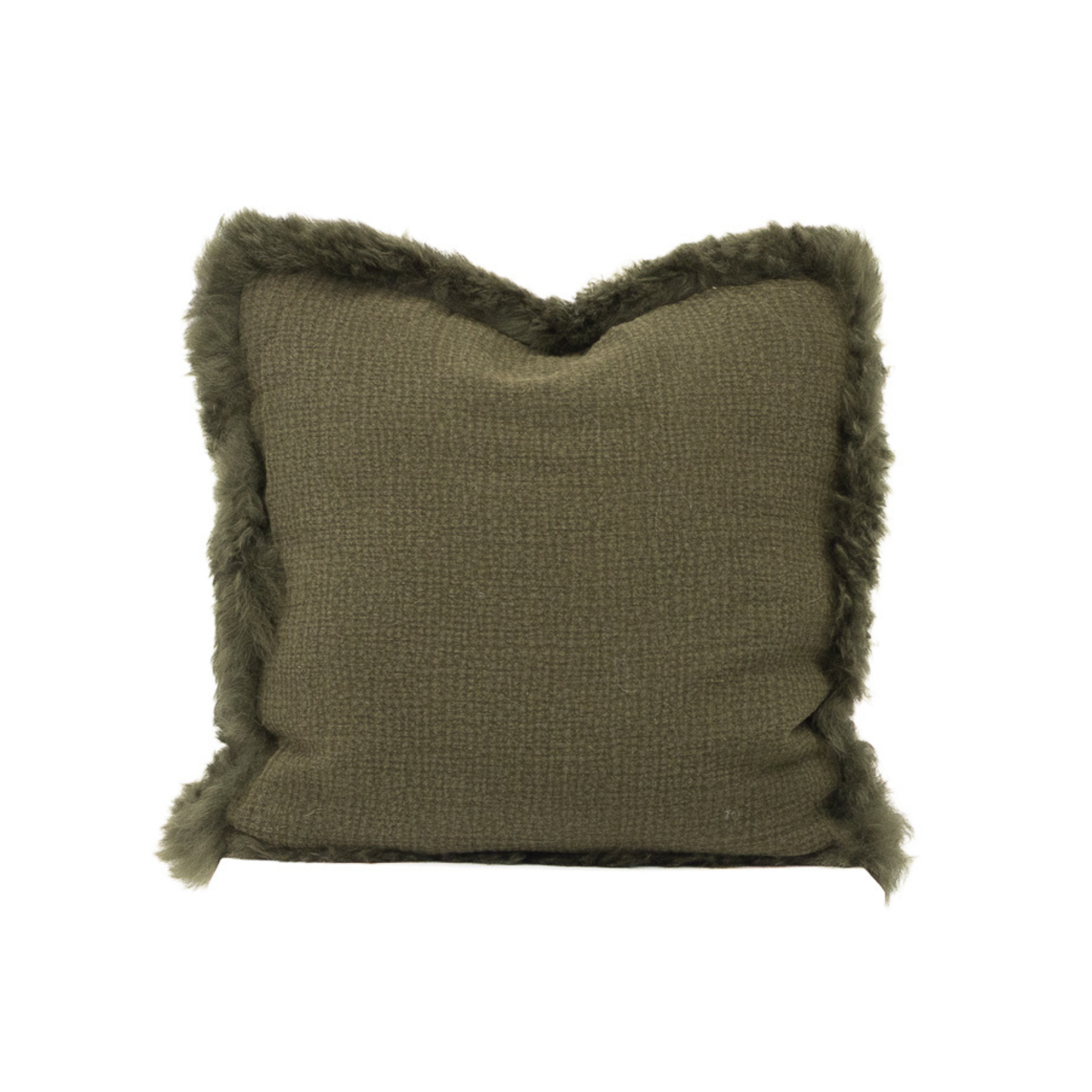 French Linen Cushion with Genuine Lambskin Trim