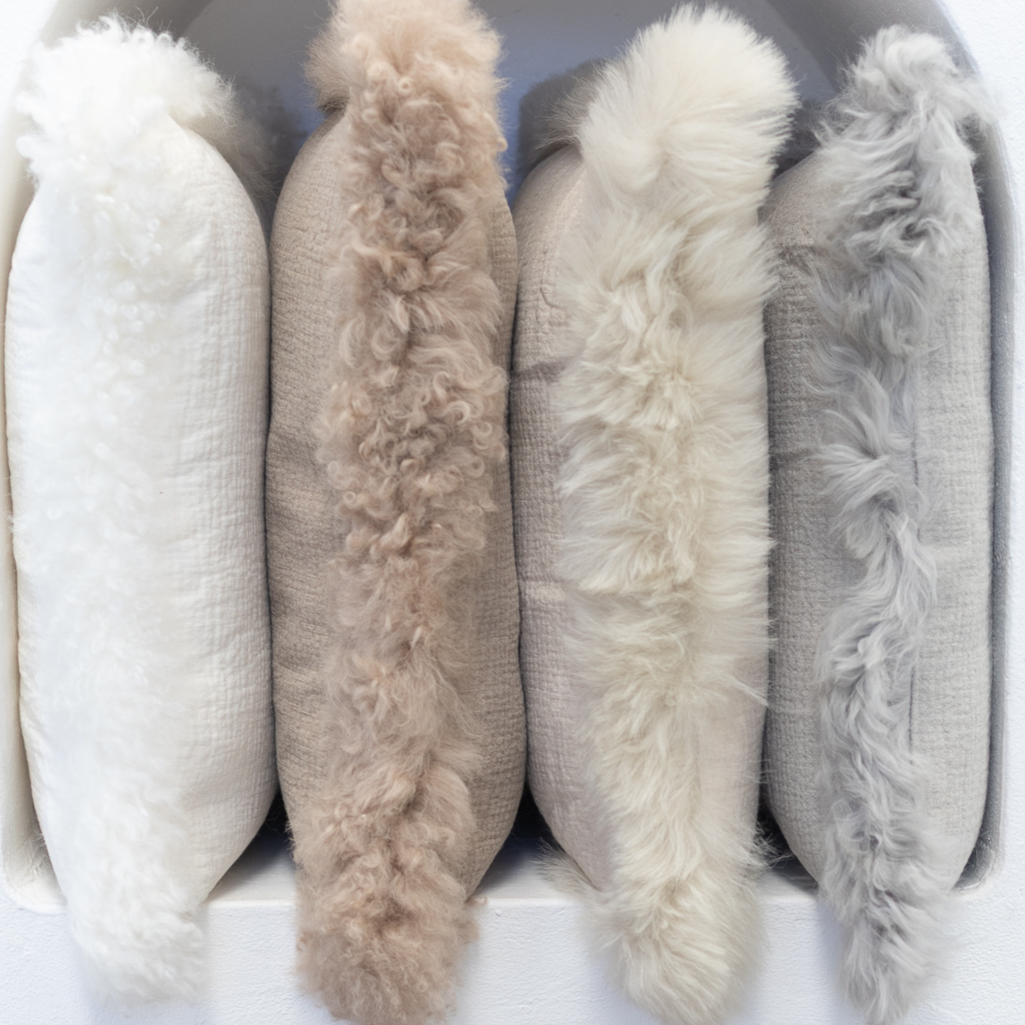 French Linen Cushion with Genuine Lambskin Trim