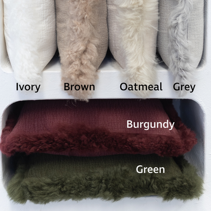 French Linen Cushion with Genuine Lambskin Trim