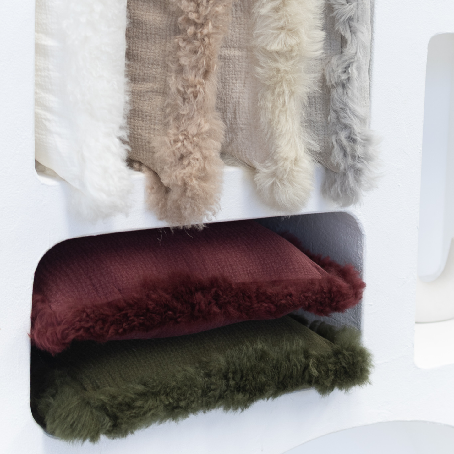 French Linen Cushion with Genuine Lambskin Trim