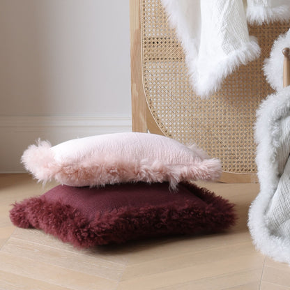 French Linen Cushion with Genuine Lambskin Trim