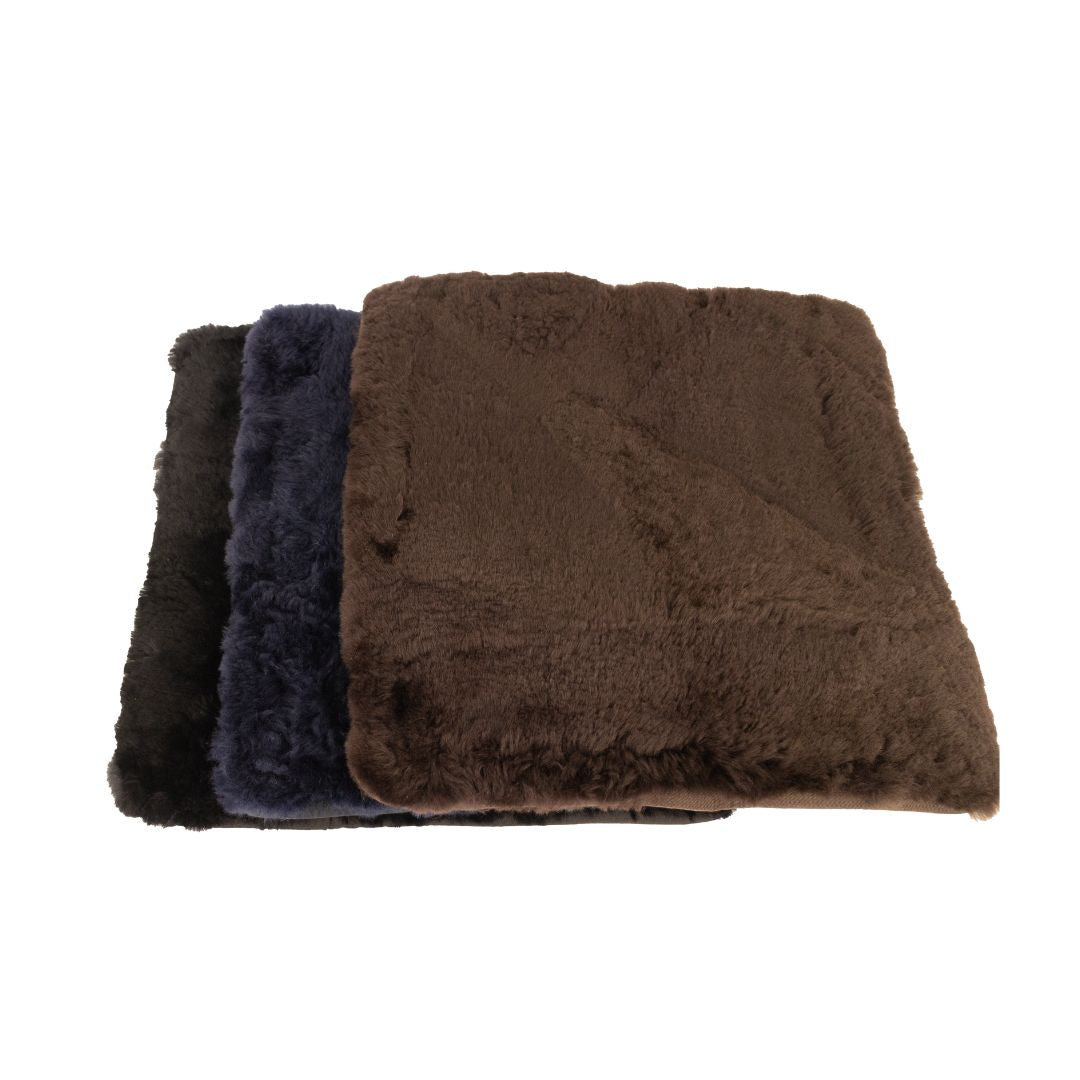Sheepskin Wool Seat Pad in Brown, Navy and Black