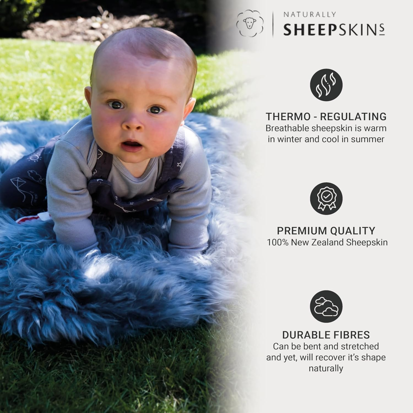 New Zealand Long Wool Sheepskin Rug - Large Single (ca. 100-110 x 55cm)