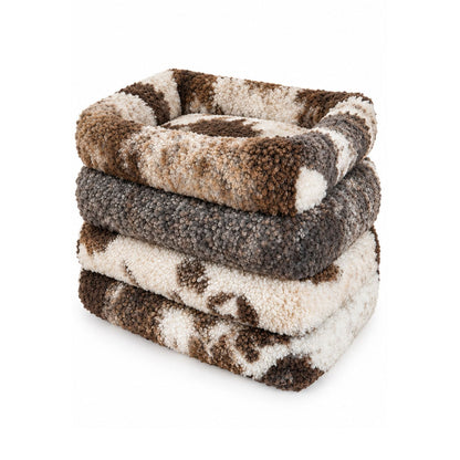 Curly Wool Sheepskin Pet Bed – Natural Mottled Brown & White