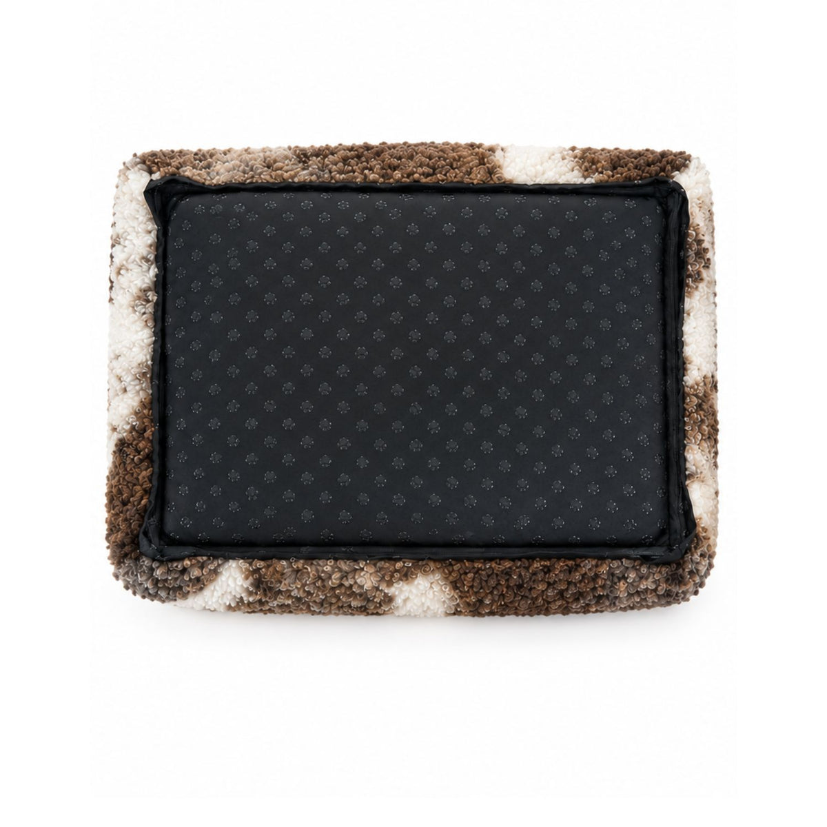 Curly Wool Sheepskin Pet Bed – Natural Mottled Brown & White