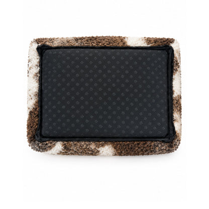 Curly Wool Sheepskin Pet Bed – Natural Mottled Brown & White
