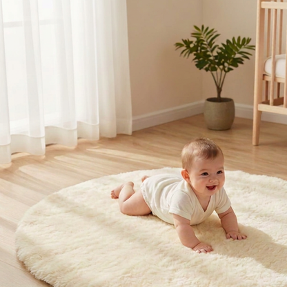 Round Lambskin Play Mat / Tummy Time Rug