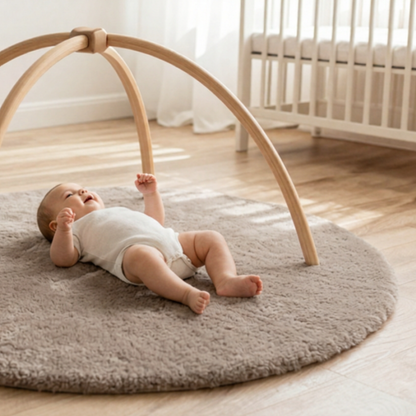 Round Lambskin Play Mat / Tummy Time Rug