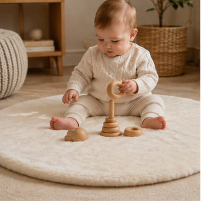 Round Lambskin Play Mat / Tummy Time Rug