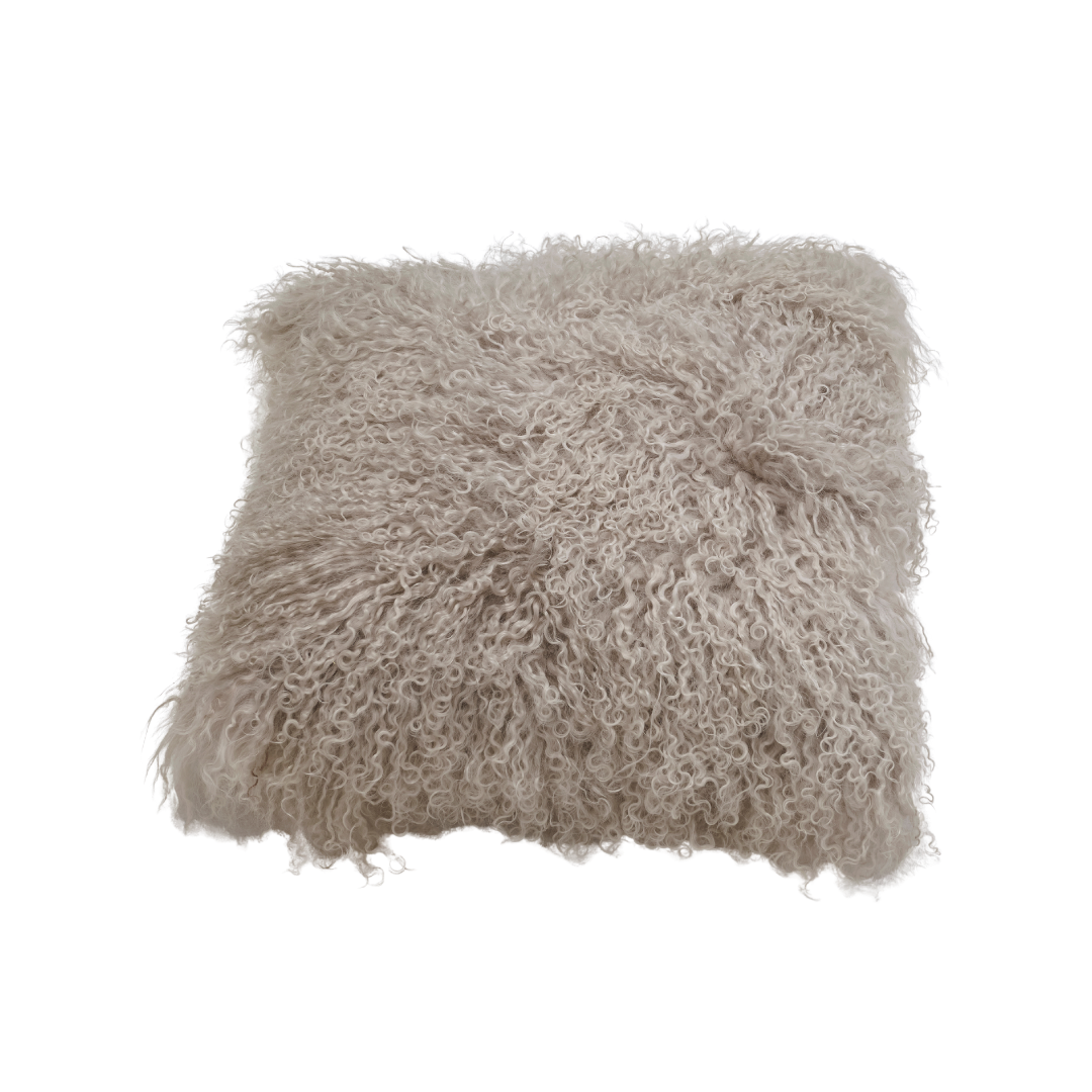Mongolian Sheepskin Cushion Cover - Grey