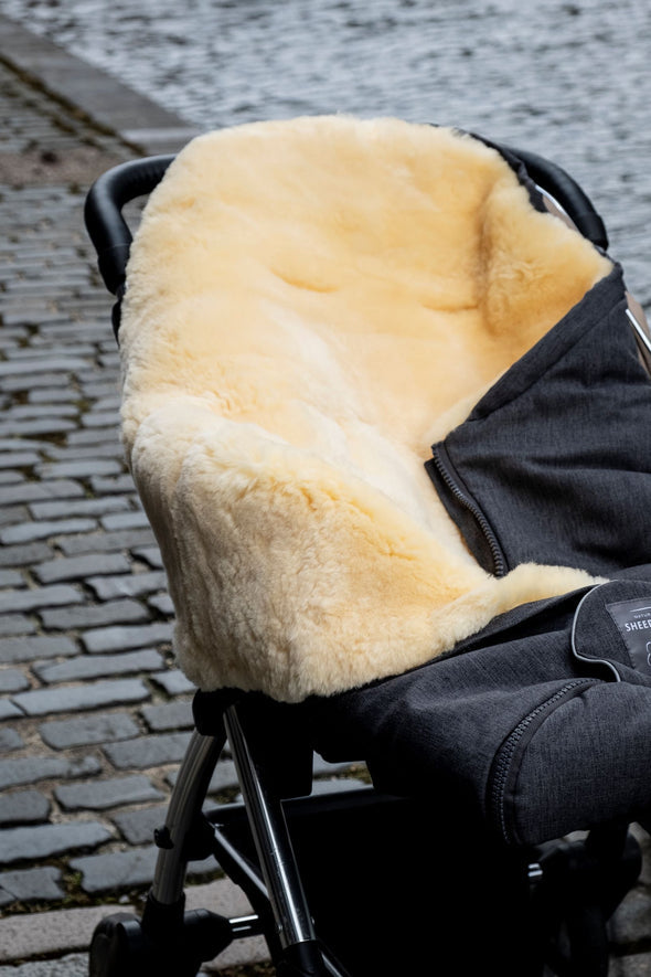 Sheepskin Footmuff - Linear Charcoal +  Natural